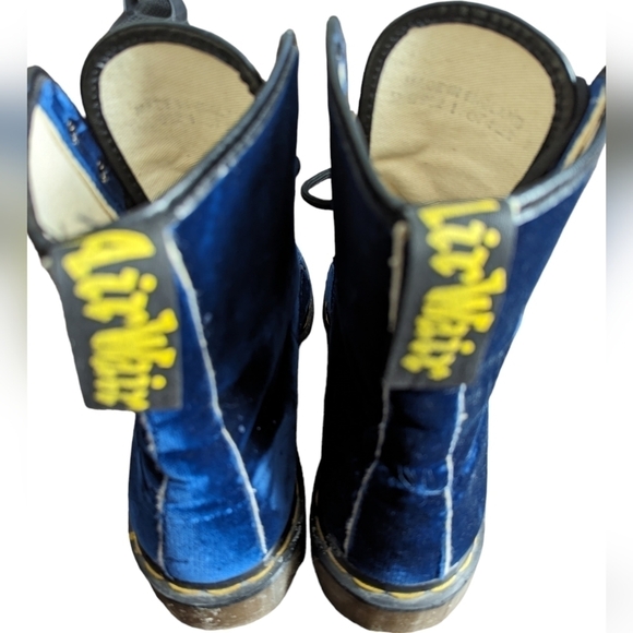 Dr. Martens Shoes - VINTAGE 80's Dr Martens Blue Emerald Velvet Made in England Boots